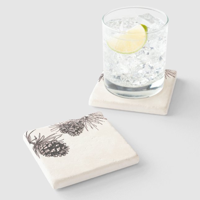 Pinecones Stone Coaster (Side)