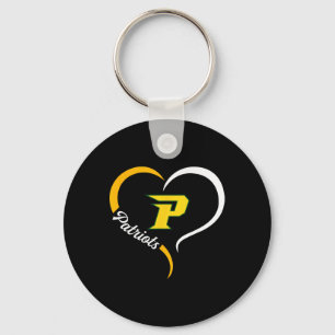Pinecrest Patriots Logo Half Heart Slogan Hs  Keychain