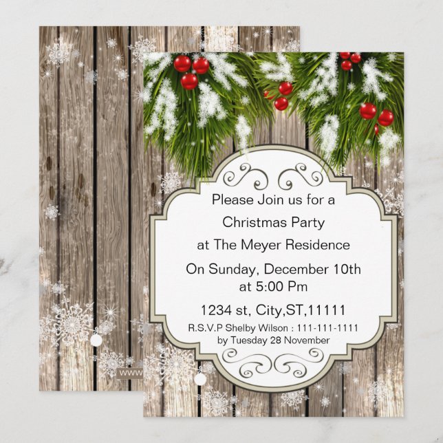 pinède d'hiver Fête de vacances Invitation (Devant / Derrière)