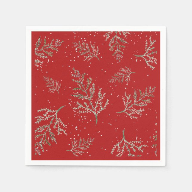 Pinery and Red with Snowfall Napkin (Front)