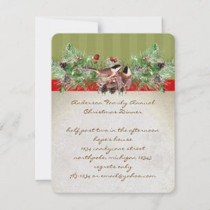 Pinery Vintage Birds Christmas Dinner Party Invite