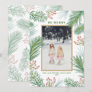 Pines Berries Christmas Photo Holiday Card