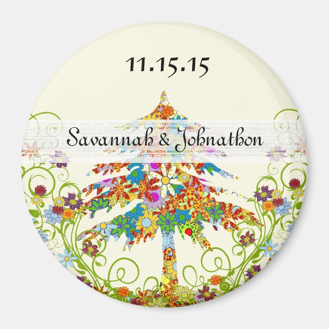 Pines Flower Tree Wedding Magnet (Front)