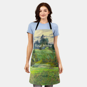 Pines painting  watercolor on silk apron