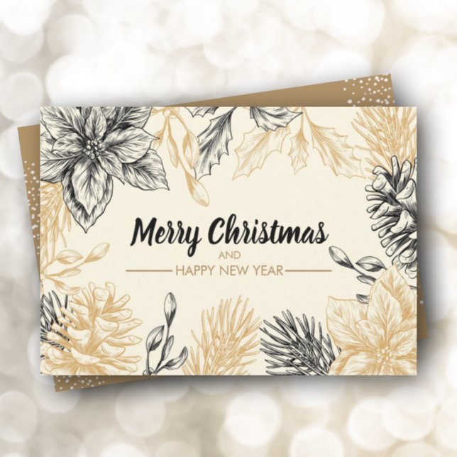 Pines Poinsettias Flat Christmas Holiday Card (Creator Uploaded)