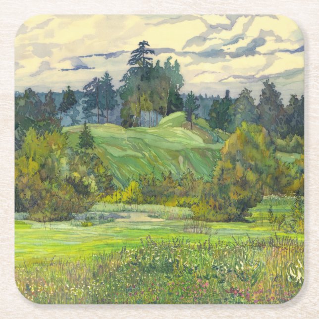 Pines Square Paper Coaster (Front)