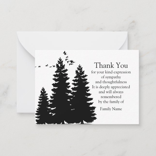 Pines Tree After Funeral Thank You Cards (Front)