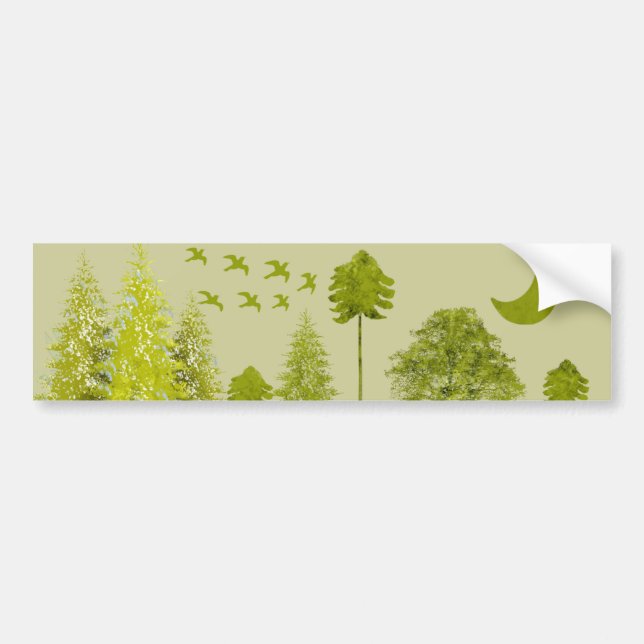 Pines with Moon-Customize Change BackGround Colour Bumper Sticker (Front)