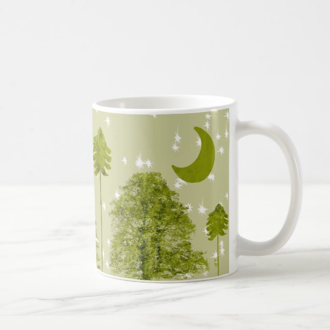 Pines with Moon-Customize Change BackGround Colour Coffee Mug (Right)