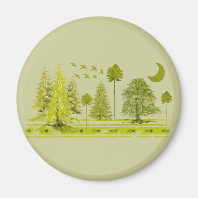 Pines with Moon-Customize Change BackGround Colour Magnet (Front)