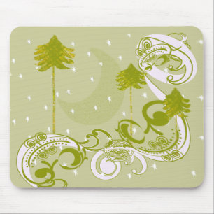 Pines with Moon-Customize Change BackGround Colour Mouse Pad