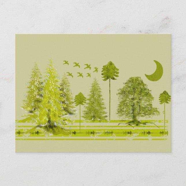 Pines with Moon-Customize Change BackGround Colour Postcard (Front)