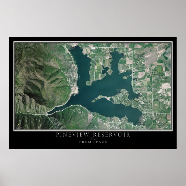 Pineview Reservoir - Huntsville Utah Satellite Map Poster (Front)