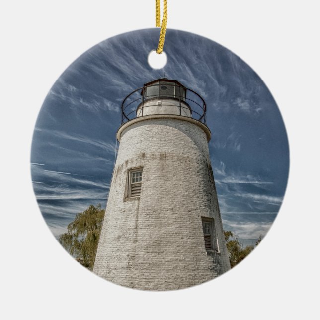 Piney Point Lighthouse Ceramic Ornament (Front)