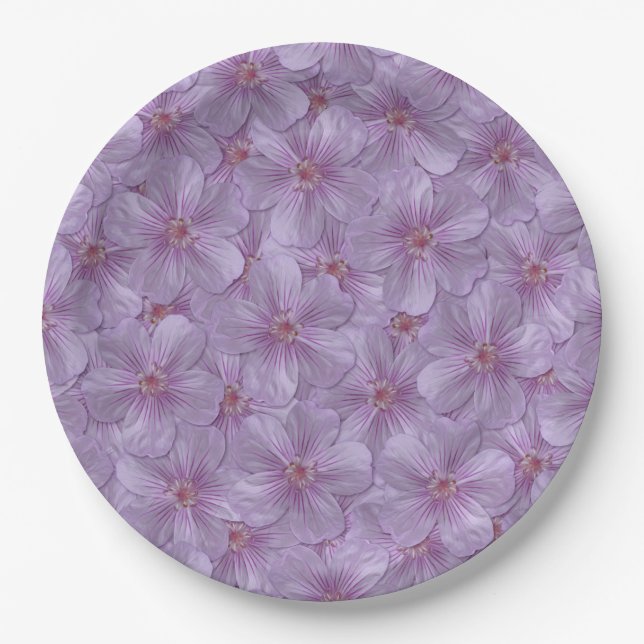 Pineywoods Geranium Seamless Pattern Paper Plate (Front)