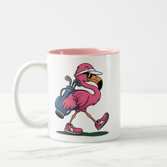 Ping Flamingo Golf Sunglasses Golf Lover  Two-Tone Coffee Mug (Left)