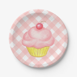 Ping Gingham Cupcake Paper Plates