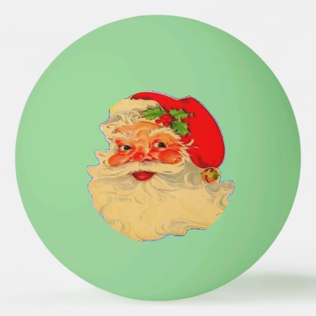 Ping Pong Ball – Santa – Glow in the Dark Green. (Front)