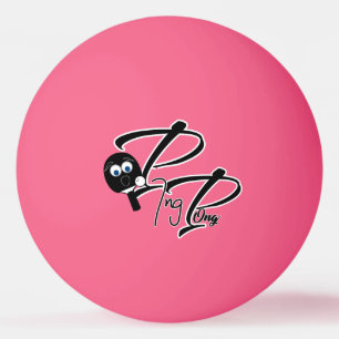 Ping pong ball with black spade with face