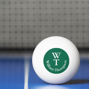 Ping Pong Ball with Name and 2 Initials Green