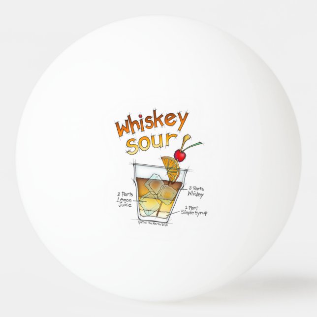 PING PONG BALLS- WHISKEY SOUR RECIPE COCKTAIL ART PING PONG BALL (Front)
