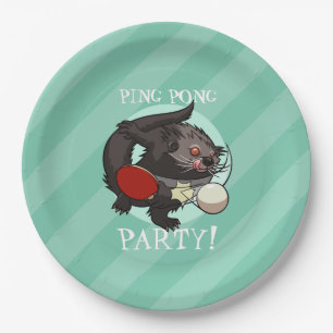 Ping Pong Binturong Table Tennis Player Bearcat Paper Plate