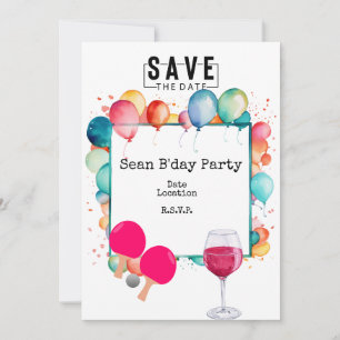 Ping Pong  Birthday party Save date Invitation