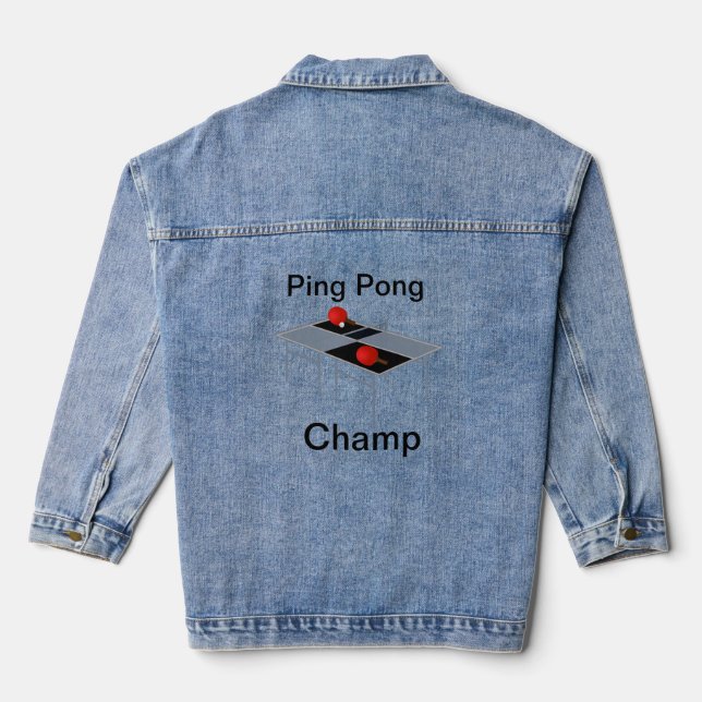Ping Pong Champ, Ladies Denim Jacket (Back)