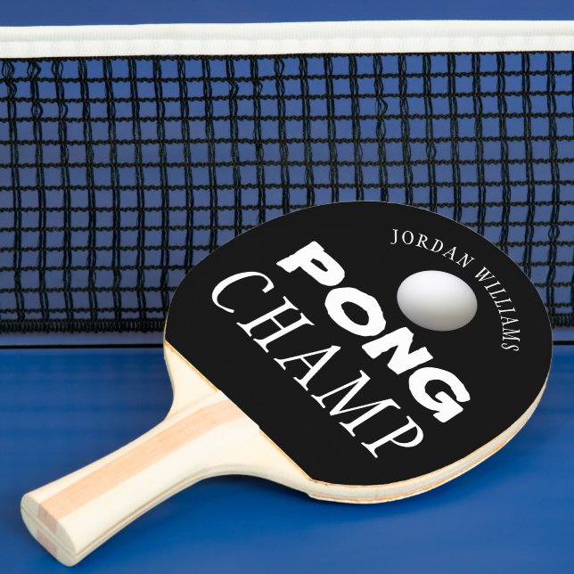 PING PONG CHAMP Personalized Editable Black Paddle (Insitu)