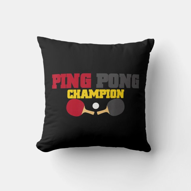 Ping Pong Champion Fun Cute Table Tennis Gift  Throw Pillow (Front)