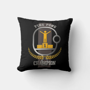 Ping Pong Champion Fun Table Tennis Player Gift  Throw Pillow