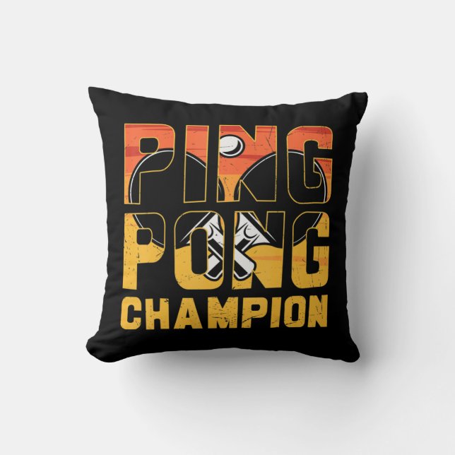 Ping Pong Champion Retro Table Tennis  Throw Pillow (Front)