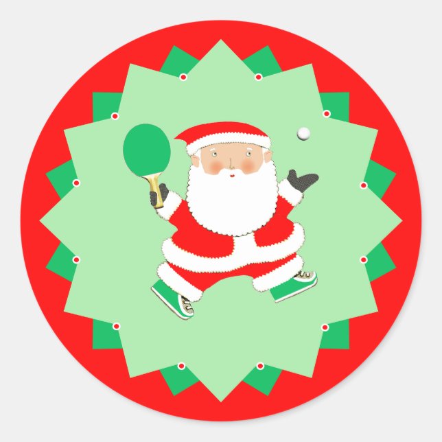 Ping-Pong Christmas Gift Classic Round Sticker (Front)