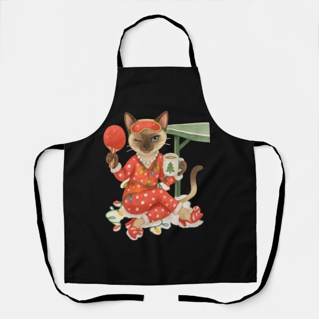 Ping Pong Christmas themed for cat lovers Apron (Front)