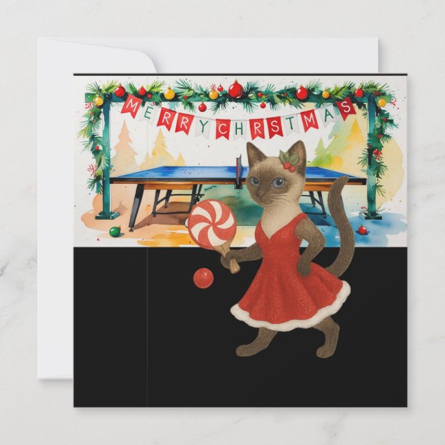 Ping Pong Christmas Themed for Siamese Cat lovers Holiday Card (Front)