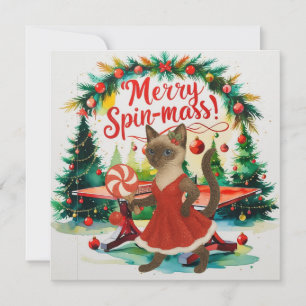 Ping Pong Christmas Themed for Siamese Cat lovers Holiday Card