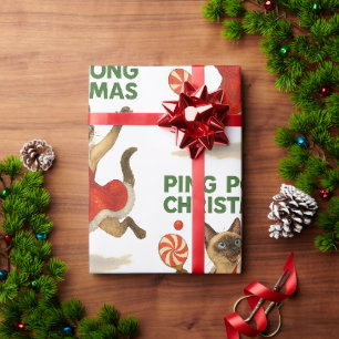 Ping Pong Christmas Themed for Siamese Cat Lovers  Wrapping Paper