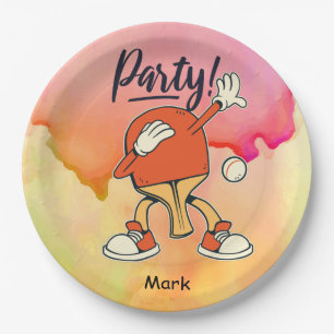 Ping Pong dabbing Table Tennis party funny Paper Plate