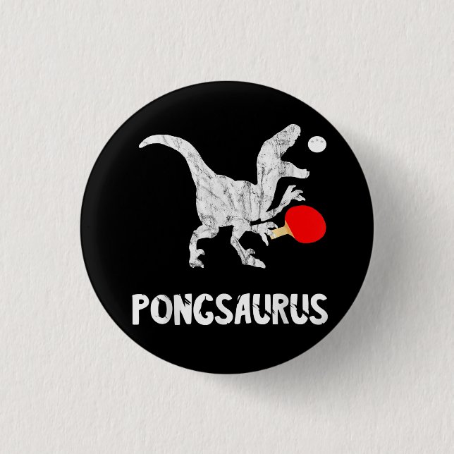 Ping Pong Dinosaurs Pingpong Player Dino Table Ten 1 Inch Round Button (Front)