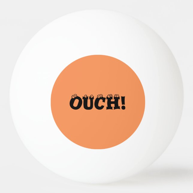 Ping Pong Drôle "ouch !" Balle de ping-pong orange et jaune (Devant)