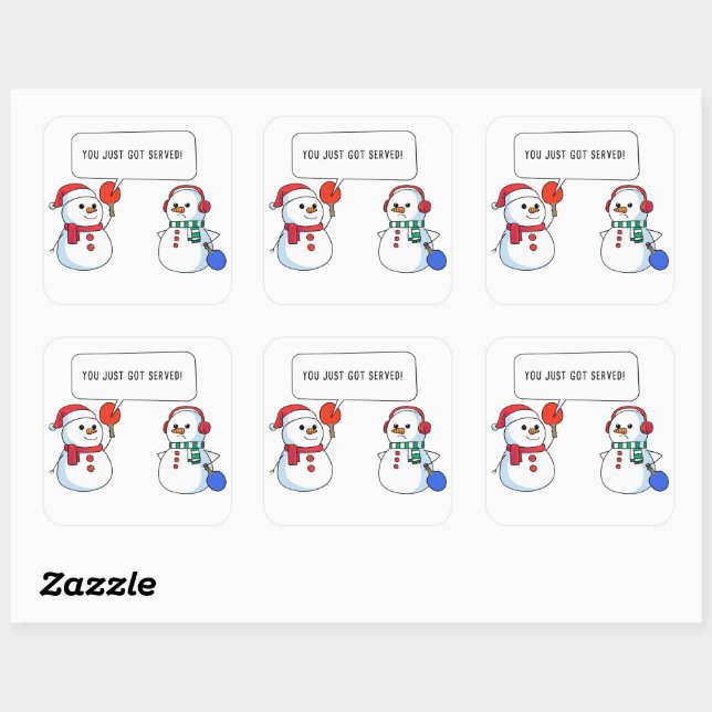 Ping Pong Funny Christmas Snowman Been Served Square Sticker (Sheet)