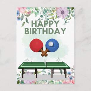Ping Pong Happy Birthday Table Tennis Player Post Postcard