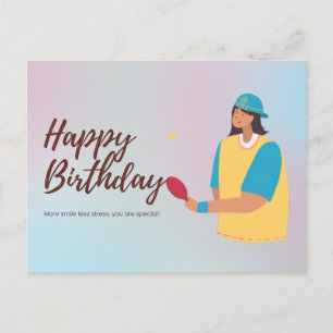 Ping Pong Happy Birthday Table Tennis Player Postcard