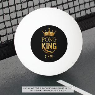 Ping Pong King Gold Crown Personalized Ball