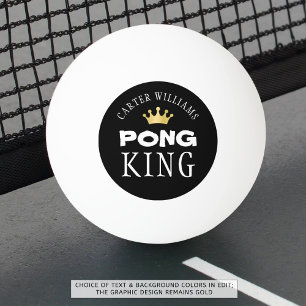 PING PONG KING Gold Crown Personalized Black Ball