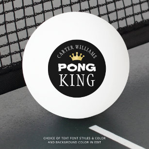 PING PONG KING Gold Crown Personalized Black Ping Pong Ball
