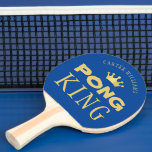 PING PONG KING Name Editable Blue Gold 2-Sided Ping Pong Paddle<br><div class="desc">Crown the master of ping pong with a personalized PONG KING paddle with your choice of background colour. COLOR CHANGE: Change the background colour by clicking on EDIT. PADDLE OPTIONS: The design is duplicated on both sides or choose from different coloured rubber back sides on the ordering page. ASSISTANCE: For...</div>