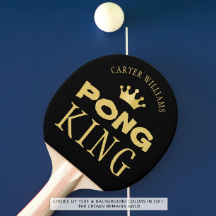 PING PONG KING Personalized Editable Black Gold Ping Pong Paddle