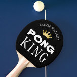 PING PONG KING Personalized Editable Black Ping Pong Paddle<br><div class="desc">Crown the master of ping pong with a personalized PONG KING paddle with your choice of background colour. COLOR CHANGE:  Change the background by clicking on the CUSTOMIZE FURTHER tab. Contact the designer via Zazzle Chat or makeitaboutyoustore@gmail.com if you'd like this design modified.</div>