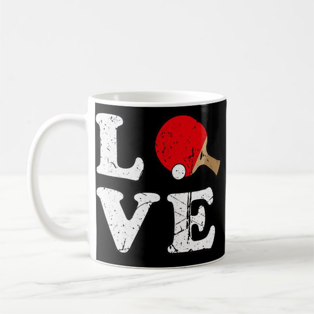 Ping Pong Love Table Tennis Vintage  Coffee Mug (Left)